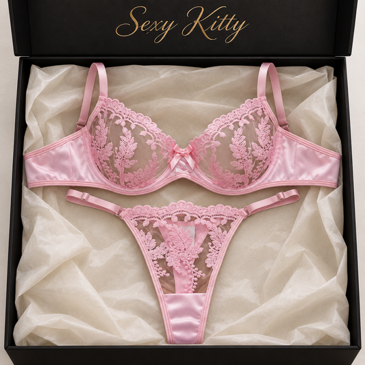 Bra & Thong Lingerie Set – 32C / Size 8–10 (Small)