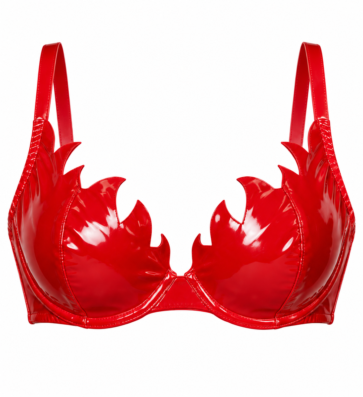 Sexy red pvc bra underwired support
