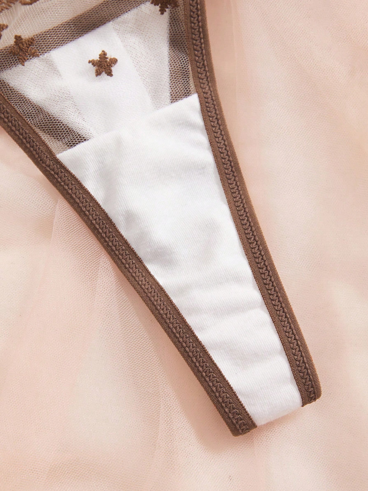 Coffee-Coloured Daisy Lingerie Set