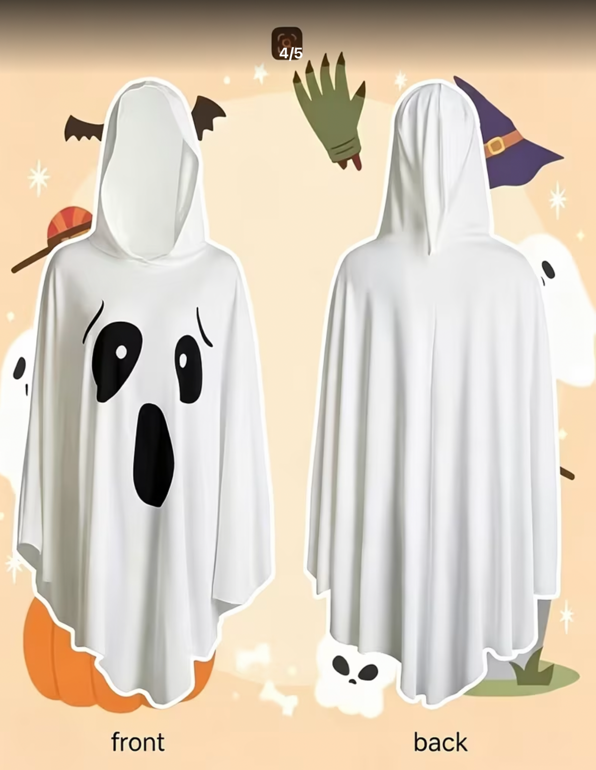 Halloween ghost costume white ghost suit
