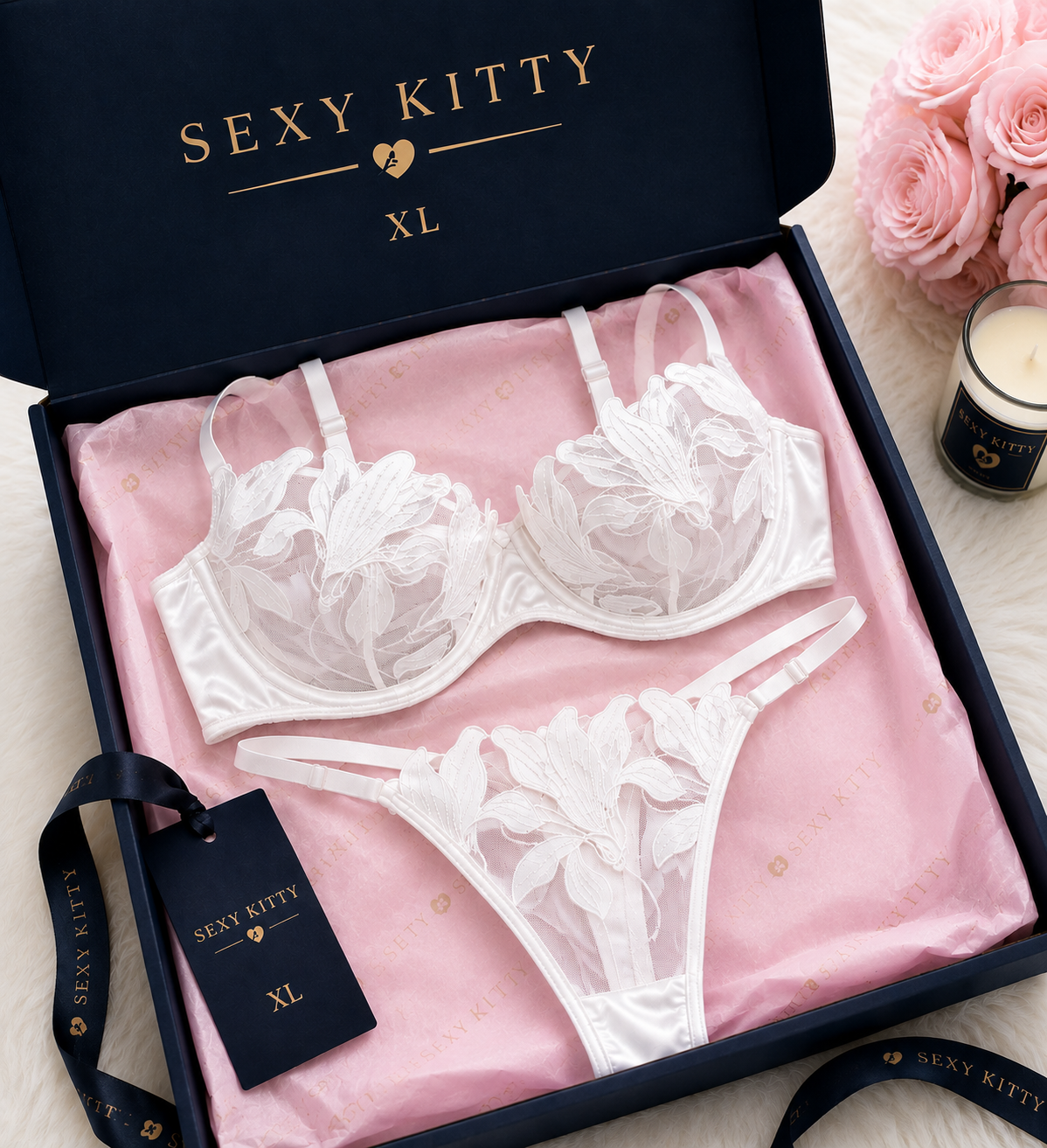 Non-Padded Underwired Bra & Adjustable Apex Thong Set