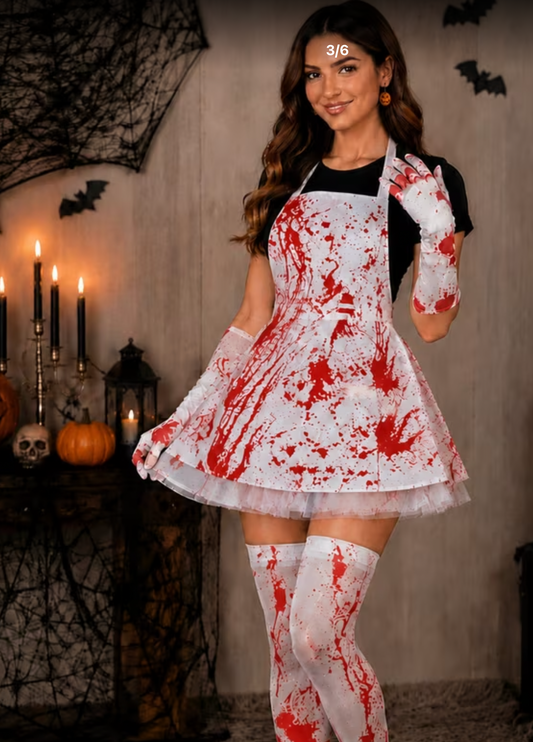 Bloody Halloween set apron gloves tule skirt