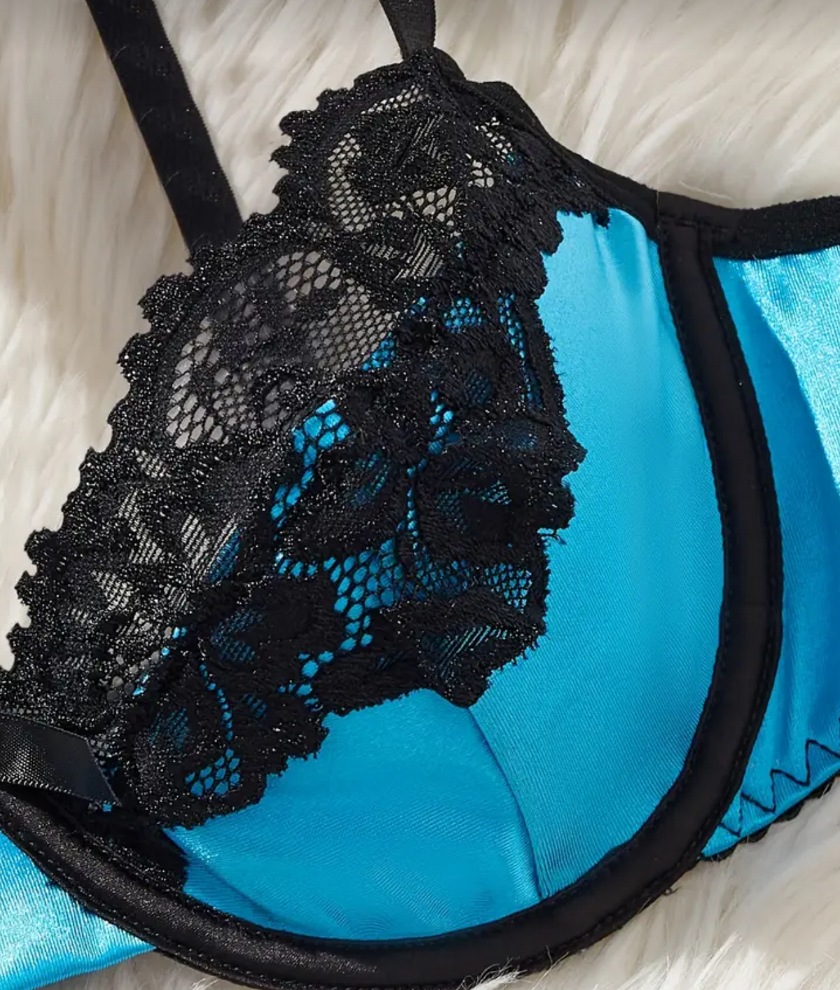 Blue & Black Underwired Lingerie Set | 32C