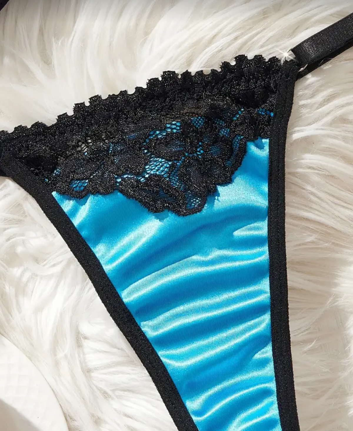 Blue & Black Underwired Lingerie Set | 32C