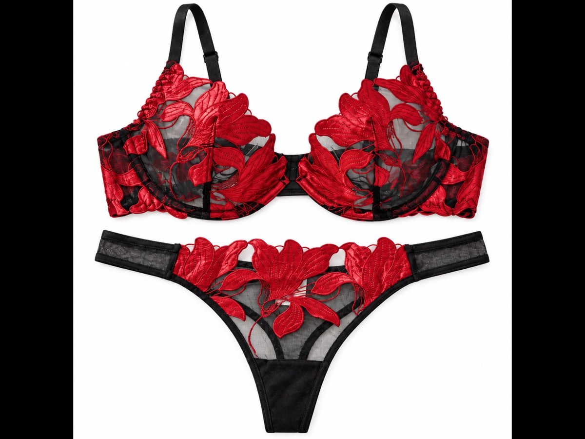 Non-Padded Underwired Bra & Adjustable Apex Thong Set