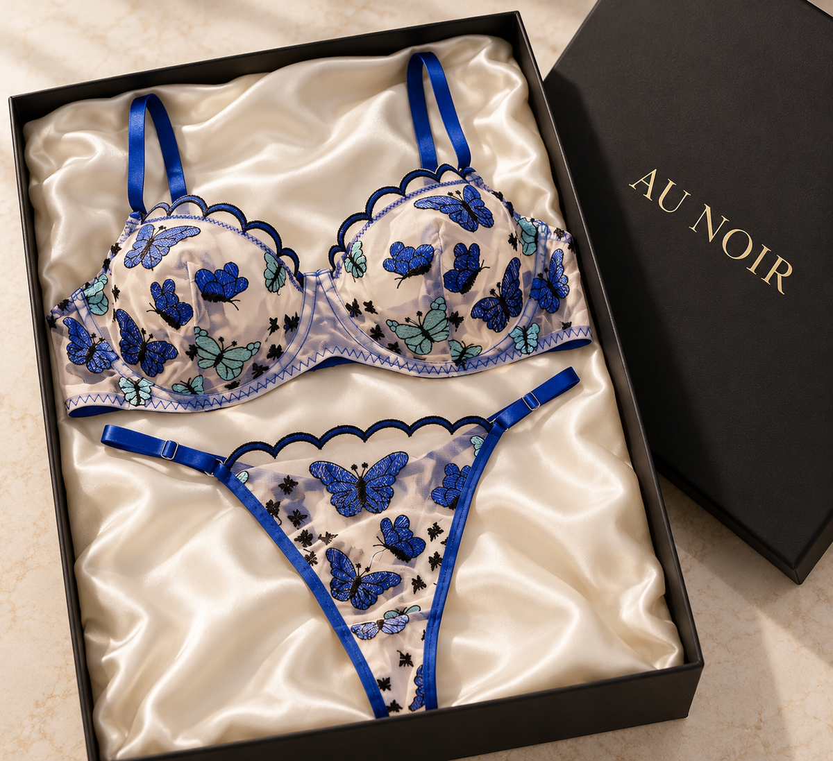 Blue Butterfly Lingerie Set | 38C / UK 14 (XL)