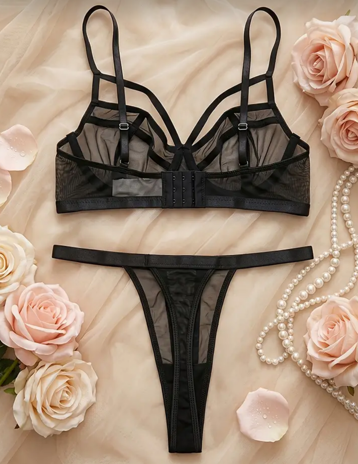 Black diamanté lingerie set