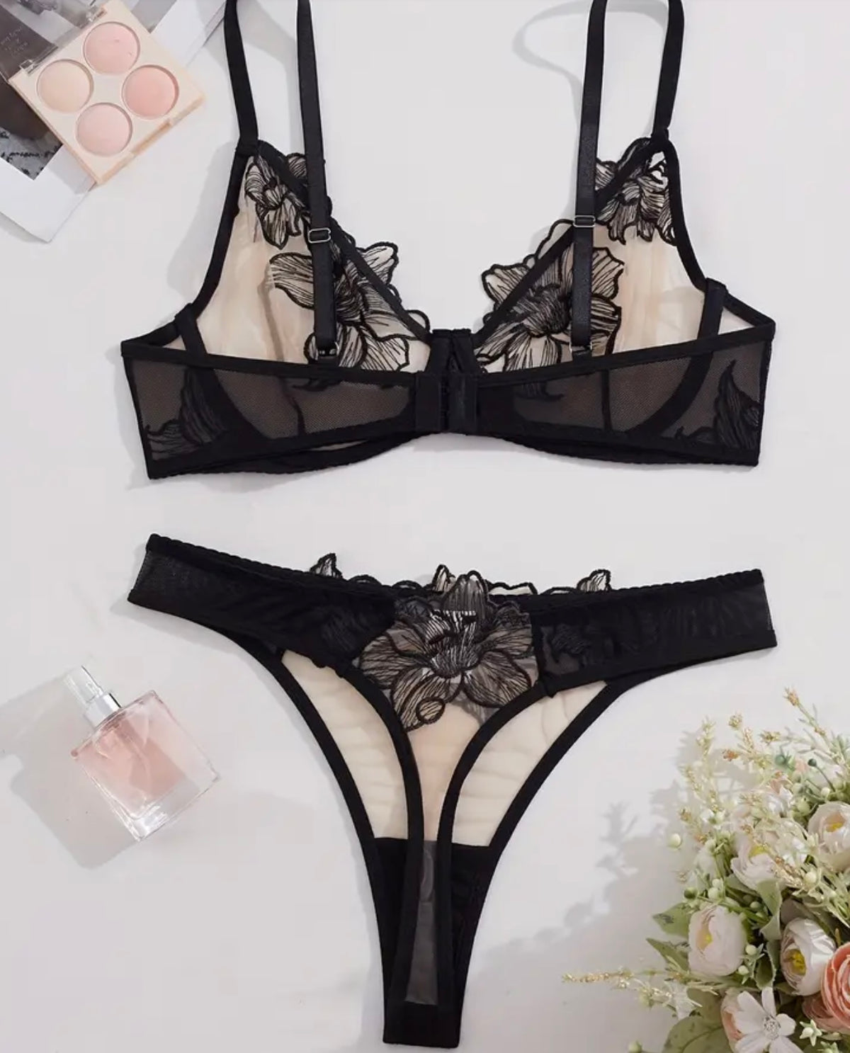 Lingerie set sheer classy underwired bra and apex thong