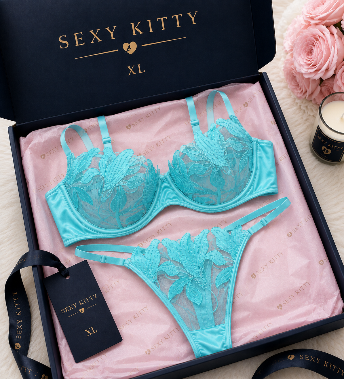 Non-Padded Underwired Bra & Adjustable Apex Thong Set