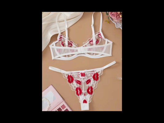 Red Lips Lingerie Set
